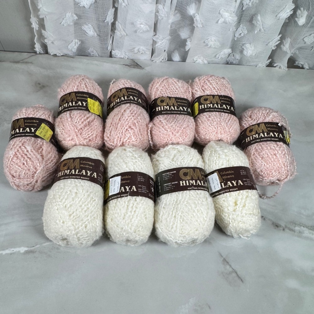 Vintage Himalaya Yarn Lot of 10 Skeins 50 g Each 6 Blossom 4 Lily Mohair Acrylic